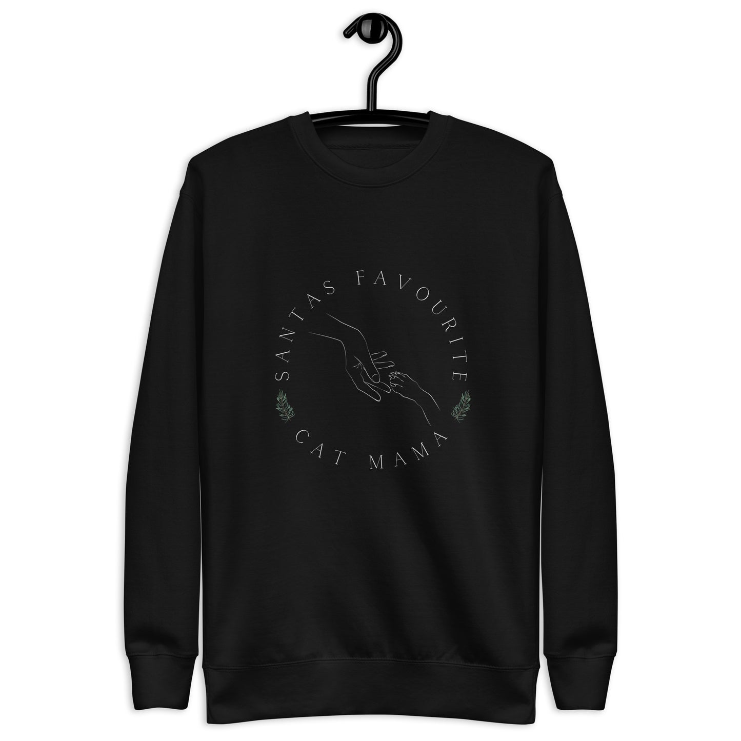 Santas Favourite Cat Mama Unisex Sweatshirt- Black
