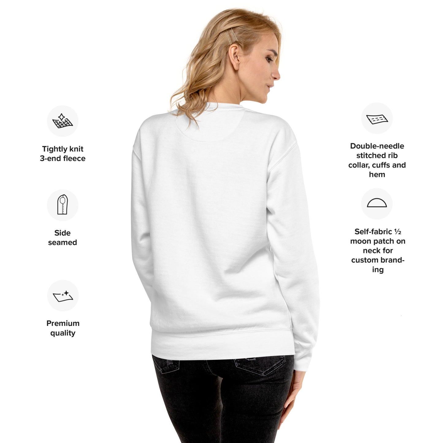 Cat Mom Logo Embroidered Unisex Sweatshirt White