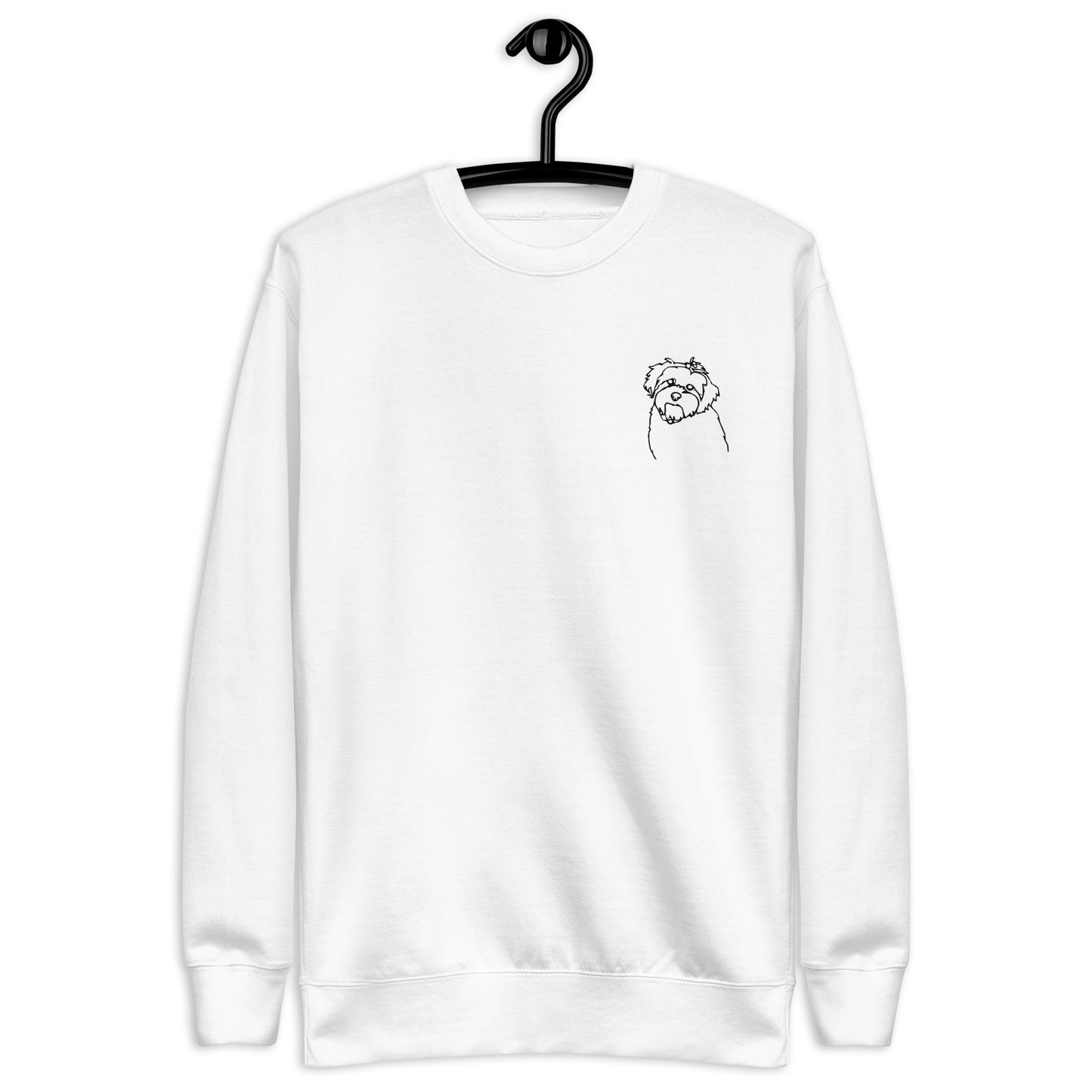 Barbet/ Doodle Embroidered Unisex Sweatshirt White