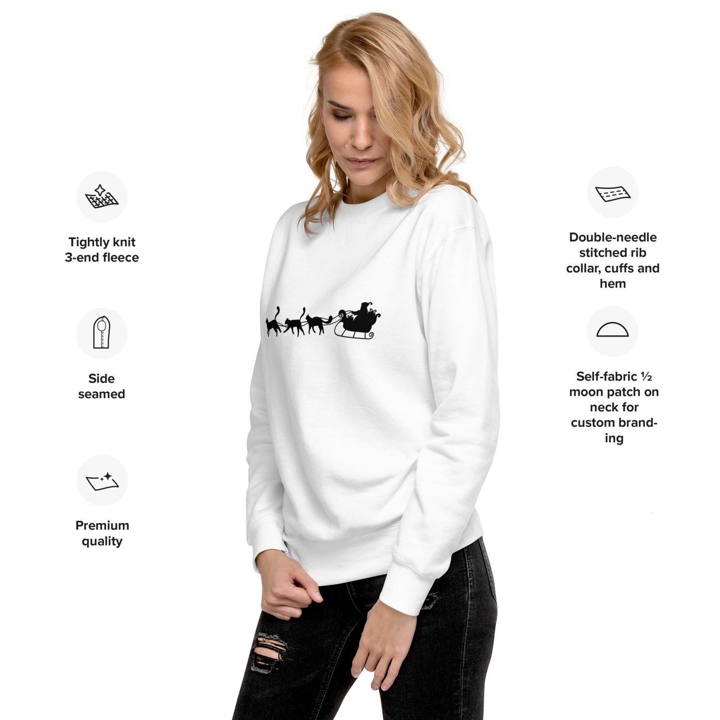 Cat Reindeer Unisex Sweatshirt White