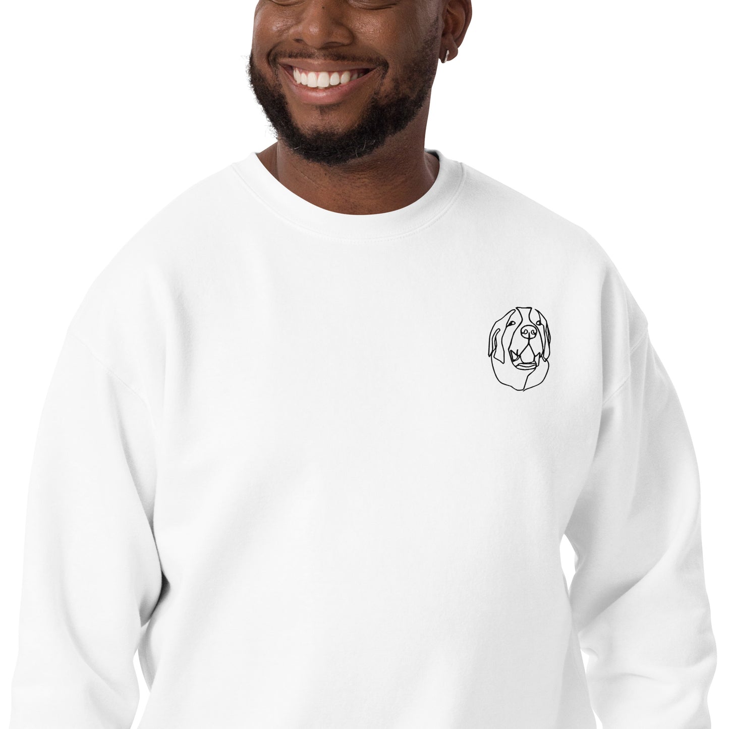 Saint Bernard Embroidered Unisex Sweatshirt White