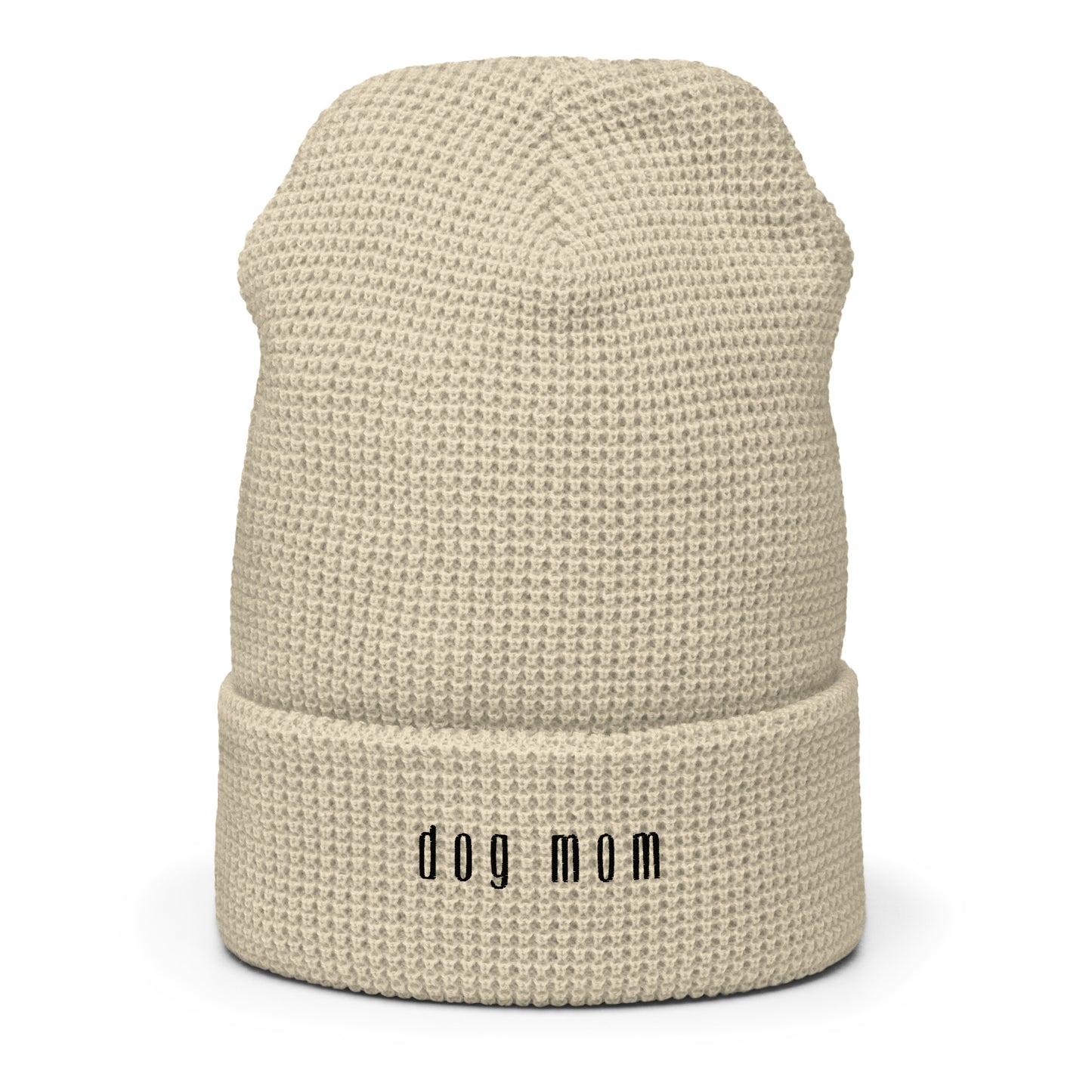 Dog Mom Classic Waffle beanie Tan