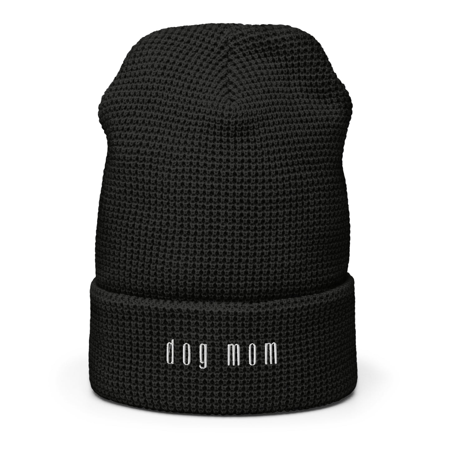 Dog Mom Classic Waffle beanie Black