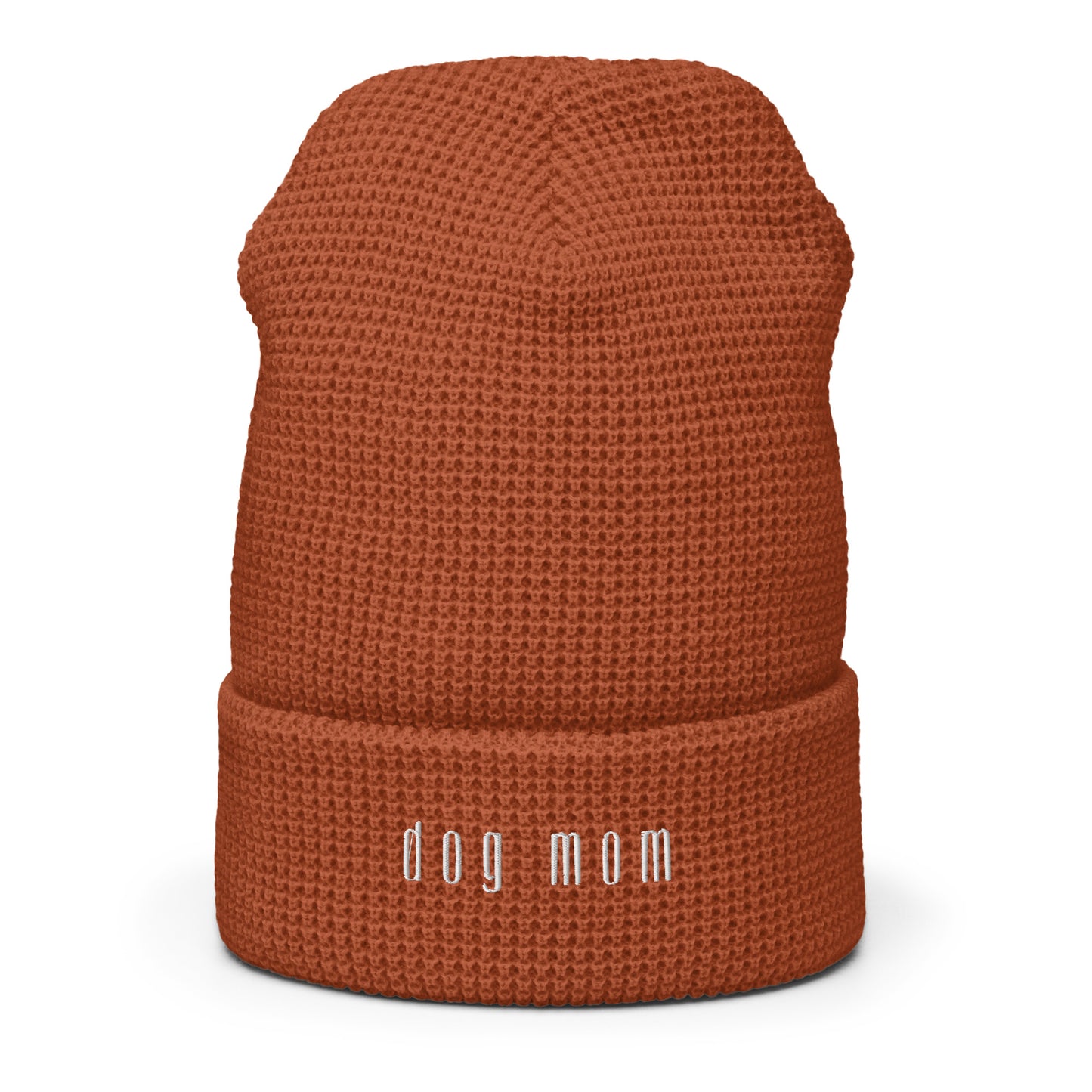 Dog Mom Classic Waffle beanie Rust