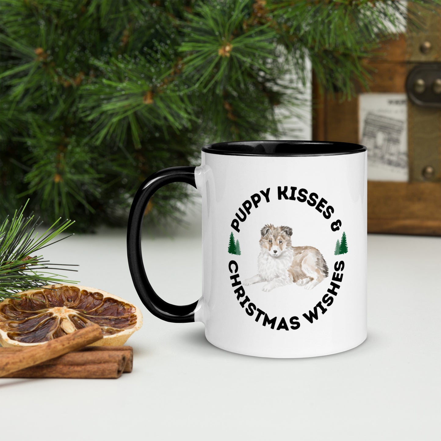 Sheltie/Collie Kisses Christmas Mug