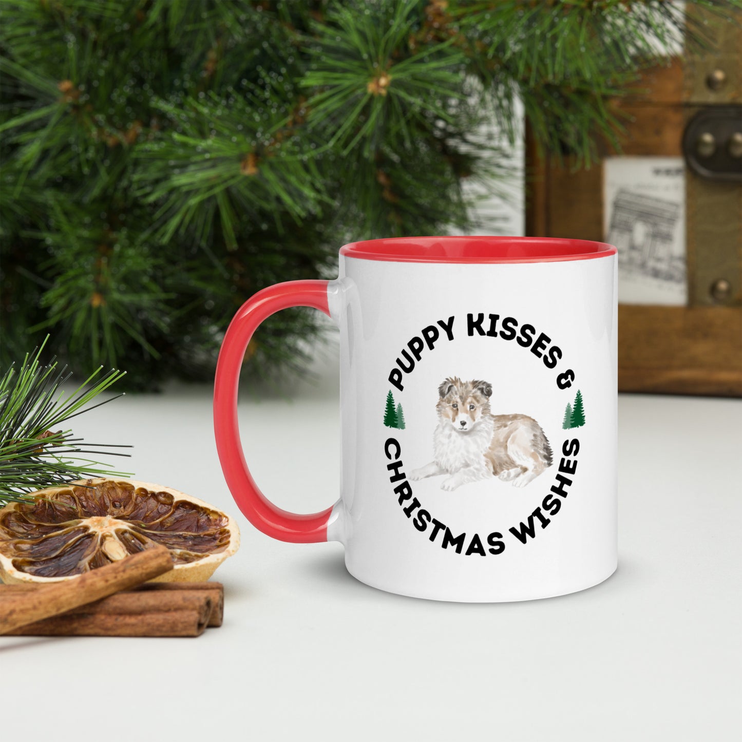 Sheltie/Collie Kisses Christmas Mug