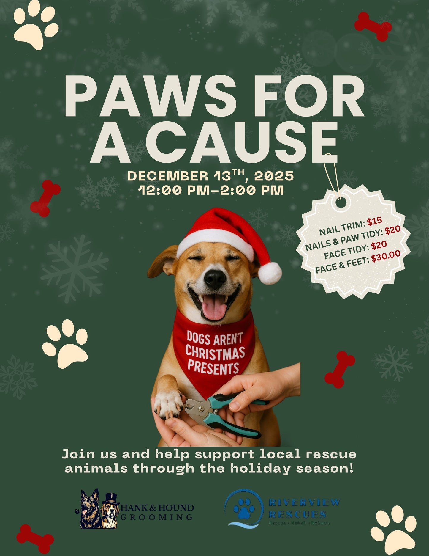 Holiday PAWS FOR A CAUSE Grooming Fundraiser