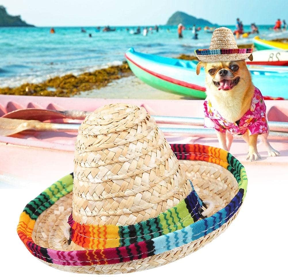 Sombrero Hat with Cotton Rope Adjustment for Small Pets