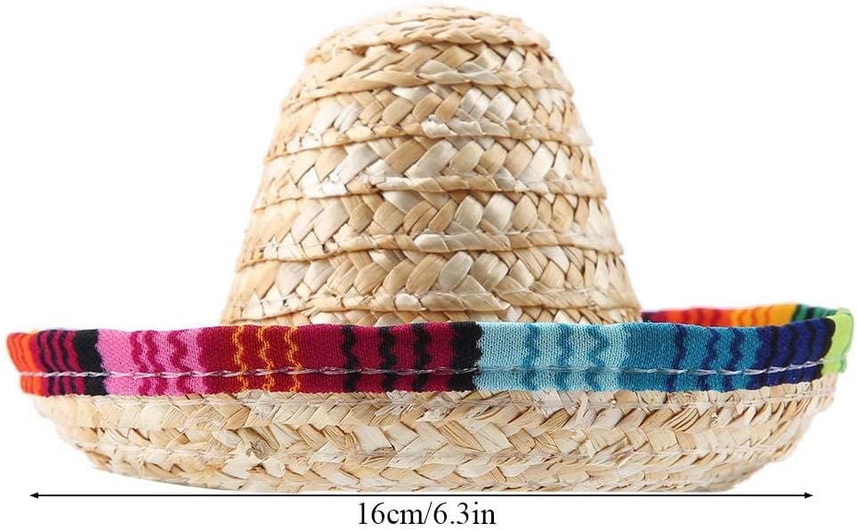 Sombrero Hat with Cotton Rope Adjustment for Small Pets