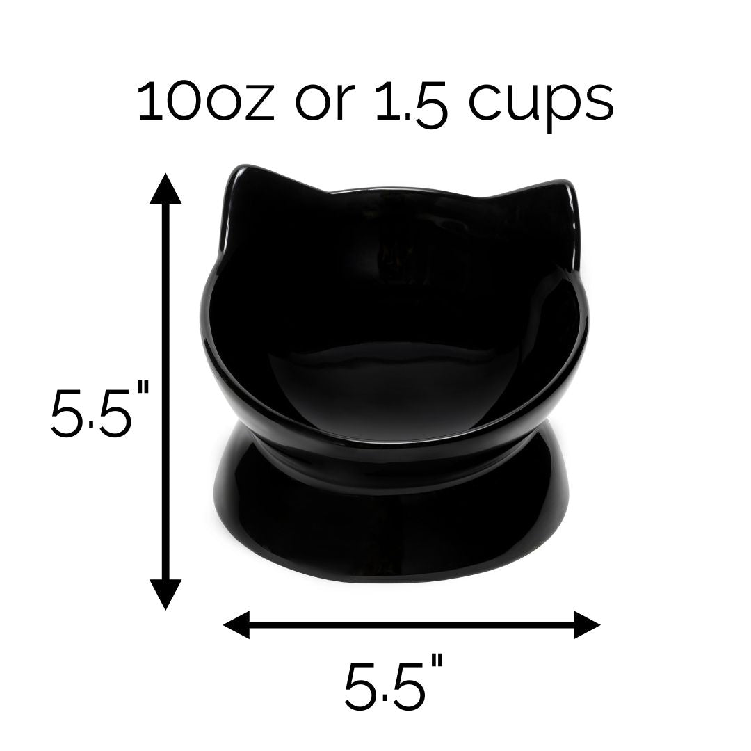 Oscar Tilt Cat Dish- Black