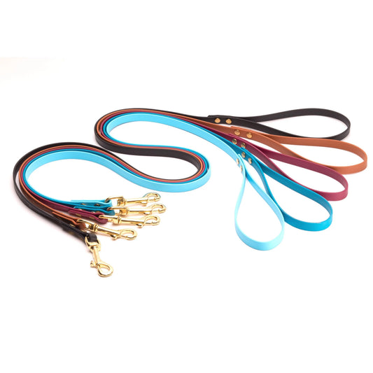 Biothane Leash, Brass Leashes + Long Lines - Medium Dogs (1/2" Width) 15ft