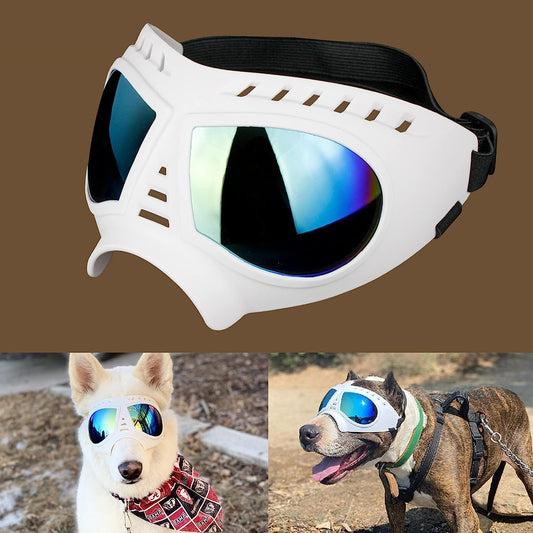 Namsan Large Breed Anti UV - Windproof Anti - Dust Antifog Soft Pet Dog Glasses for Long Snout Dogs, White