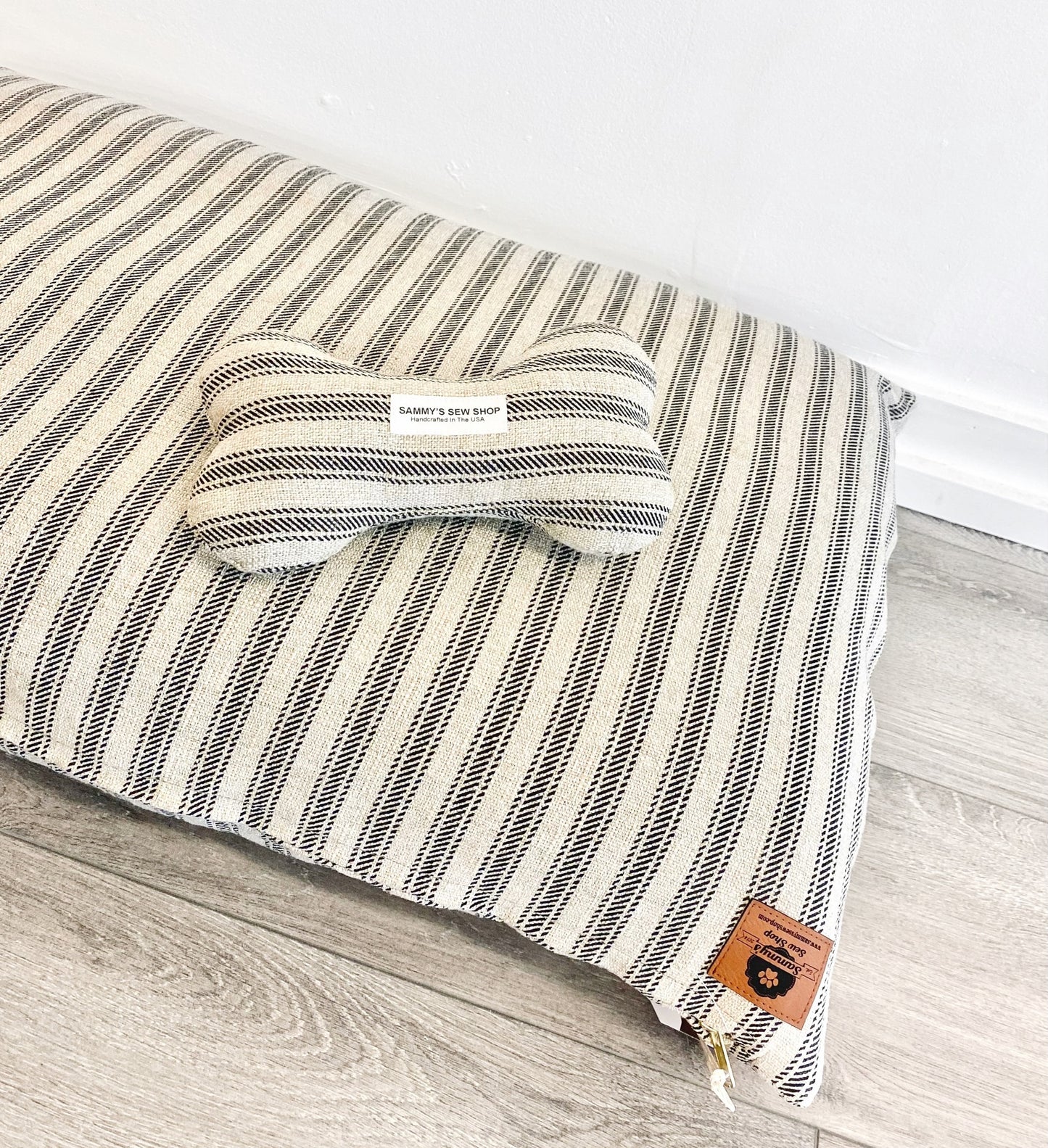 Ticking Stripe Dog Bed