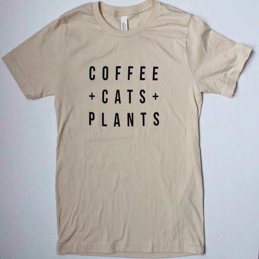 Coffee + Cats + Plants T-shirt
