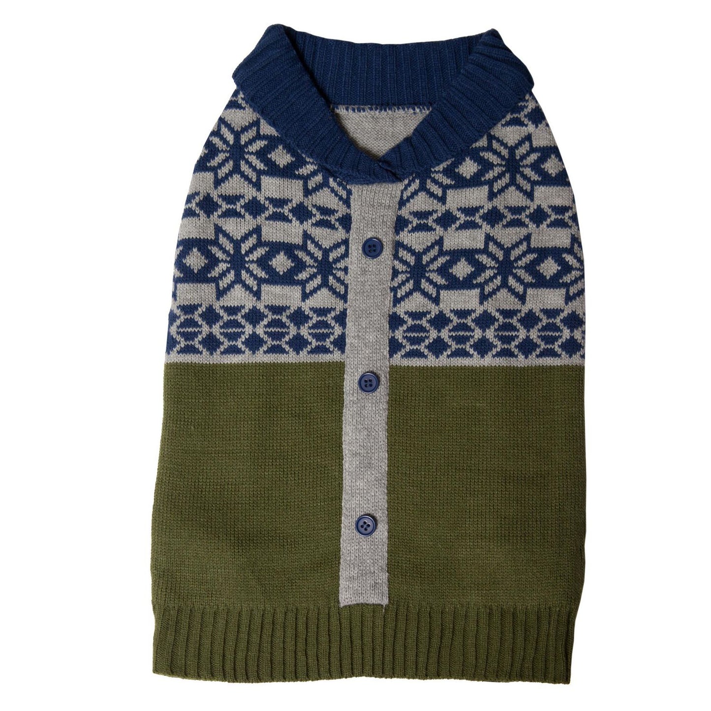 Knit Pet Cardigan Sweater- Green & Navy