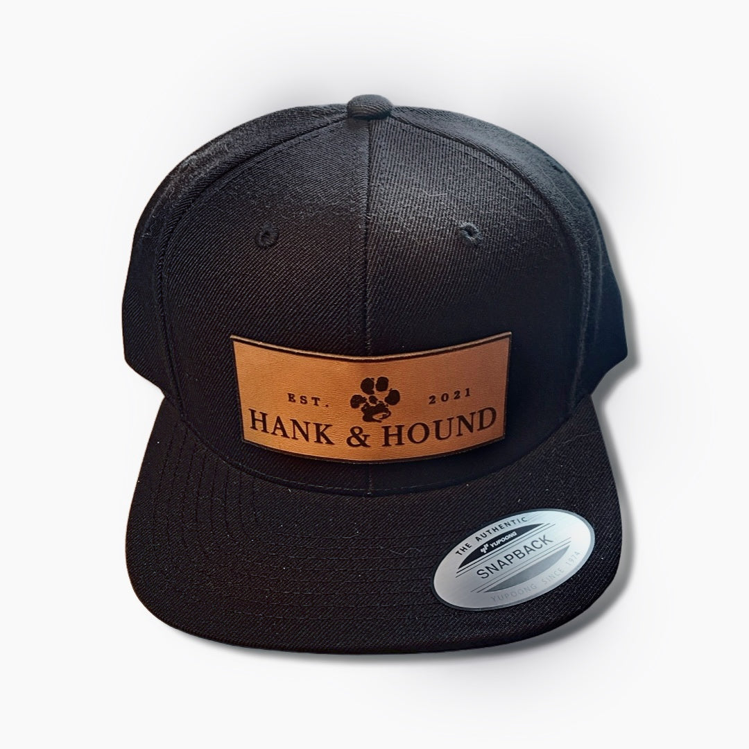 Hank & Hound Flat Bill Snap Back Hat- BLACK