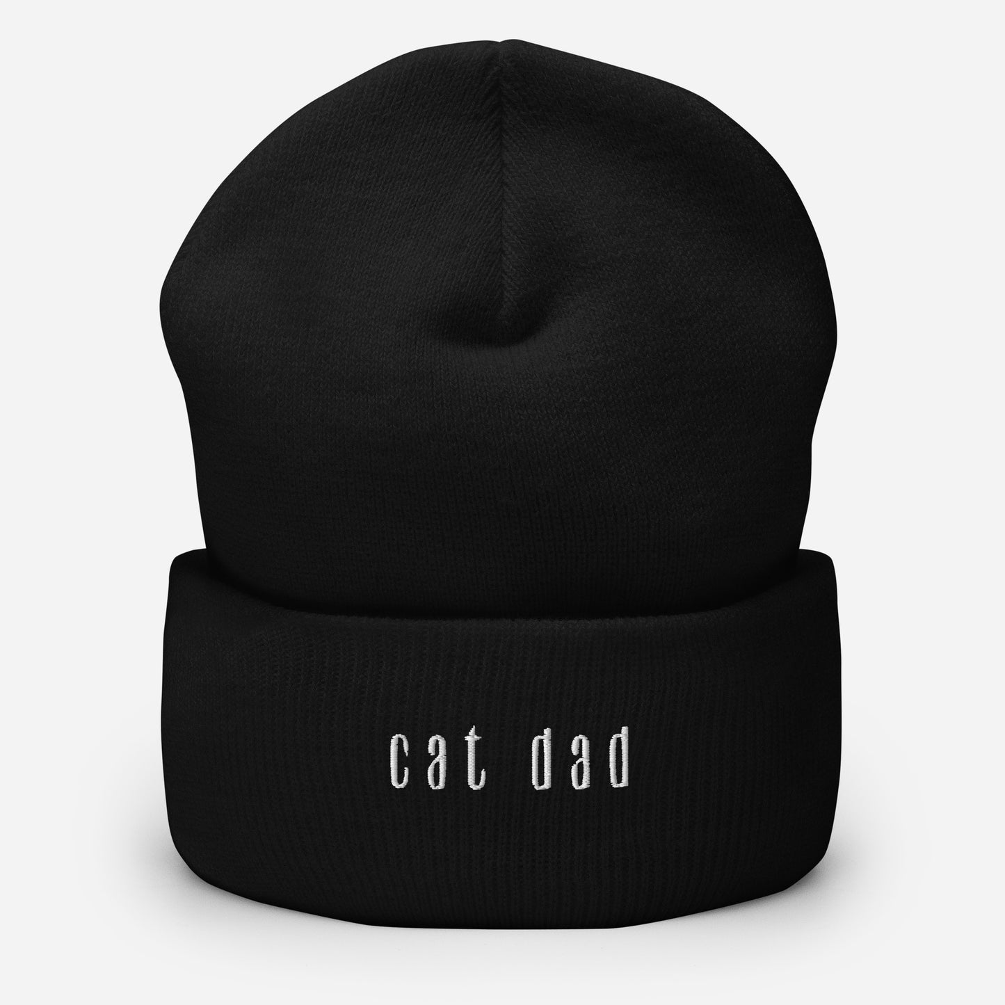 Cat Dad Cuffed Beanie- Black