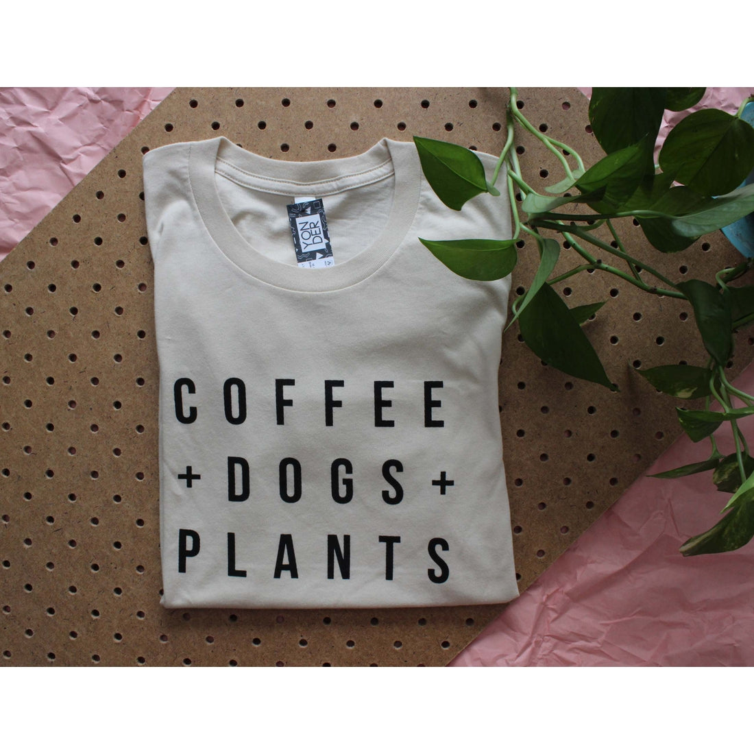Coffee + Dogs + Plants T-shirt