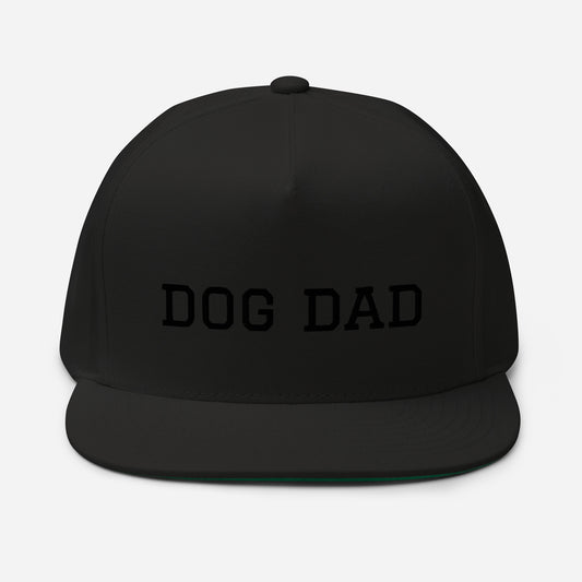 Dog Dad Flat Bill Cap Black on Black