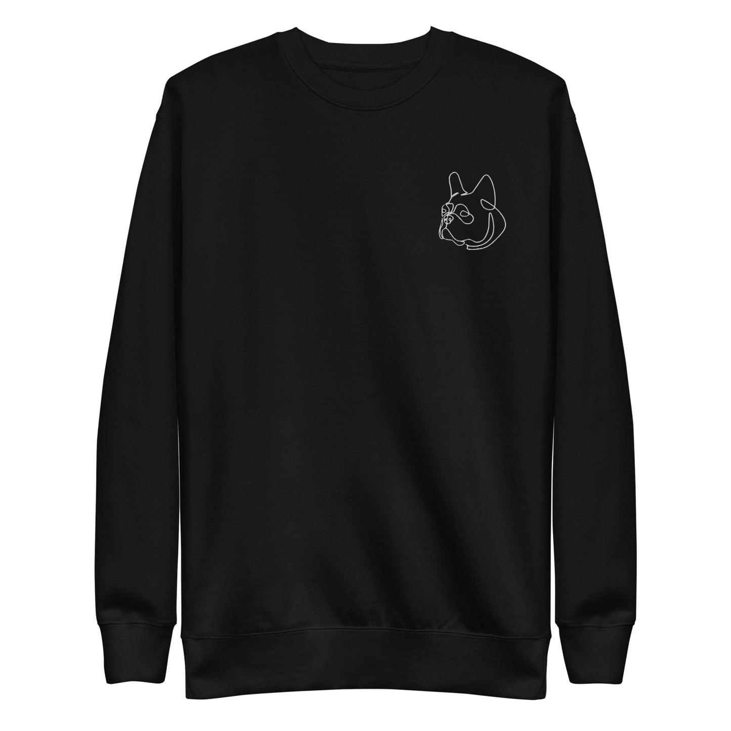 French Bull Dog Embroidered Unisex Sweatshirt Black
