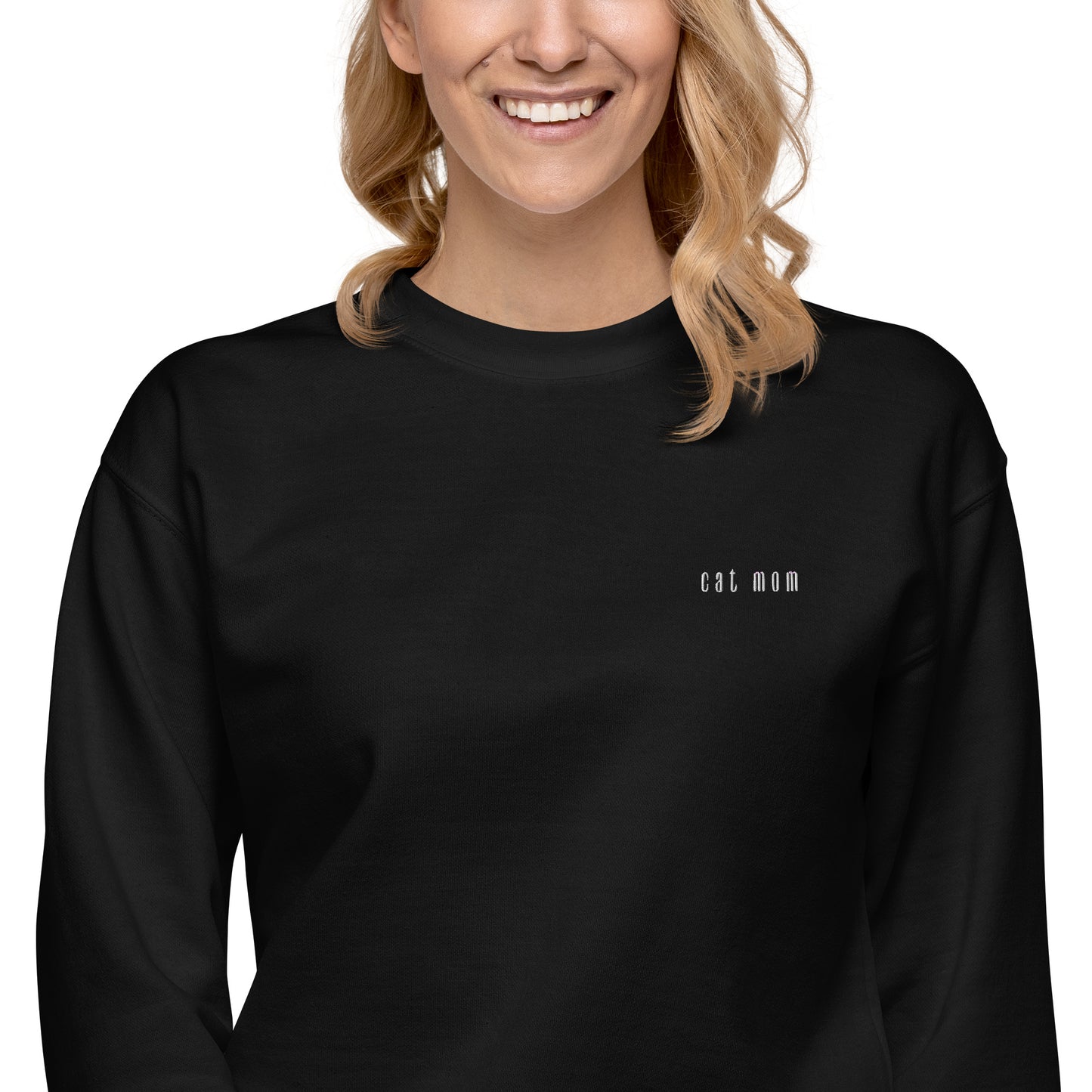 Cat Mom Logo Embroidered Unisex Sweatshirt Black