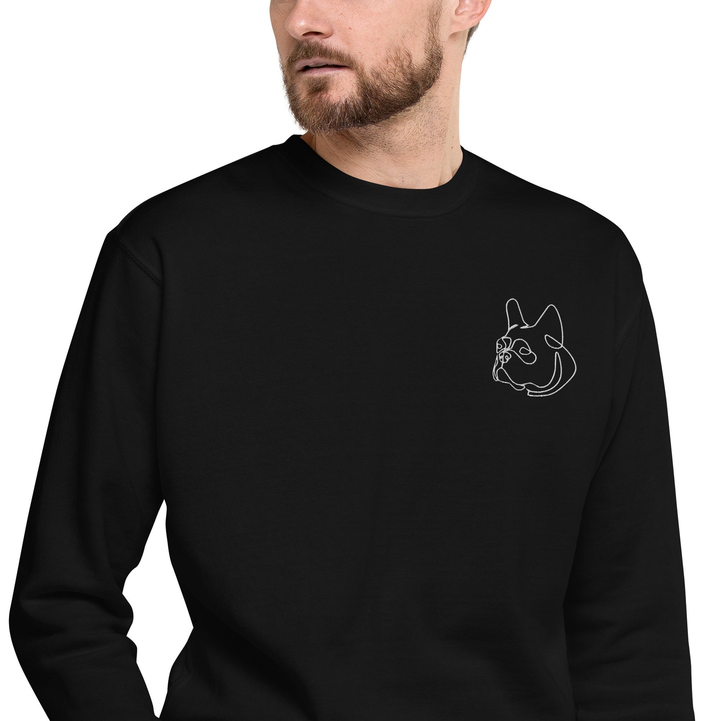 French Bull Dog Embroidered Unisex Sweatshirt Black