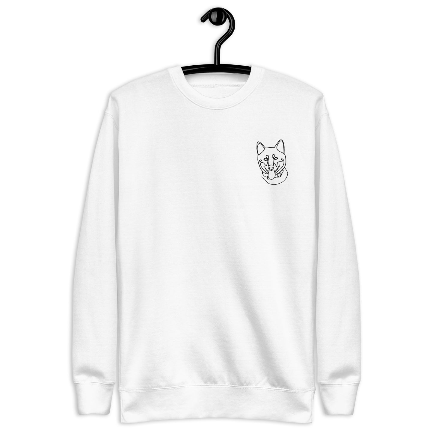 Shiba Inu Embroidered Unisex Premium Sweatshirt White