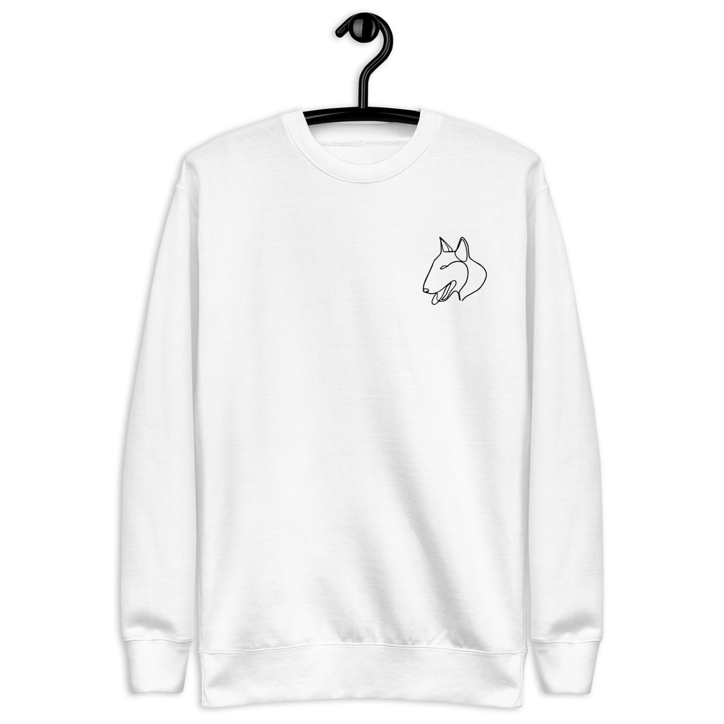 Bull Terrier Embroidered Unisex Sweatshirt White