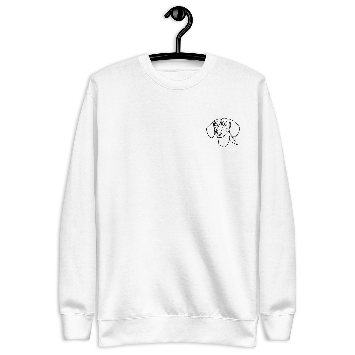 Dachshund Embroidered Unisex Sweatshirt White