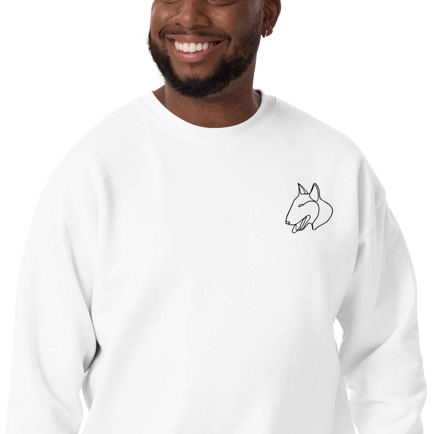 Bull Terrier Embroidered Unisex Sweatshirt White