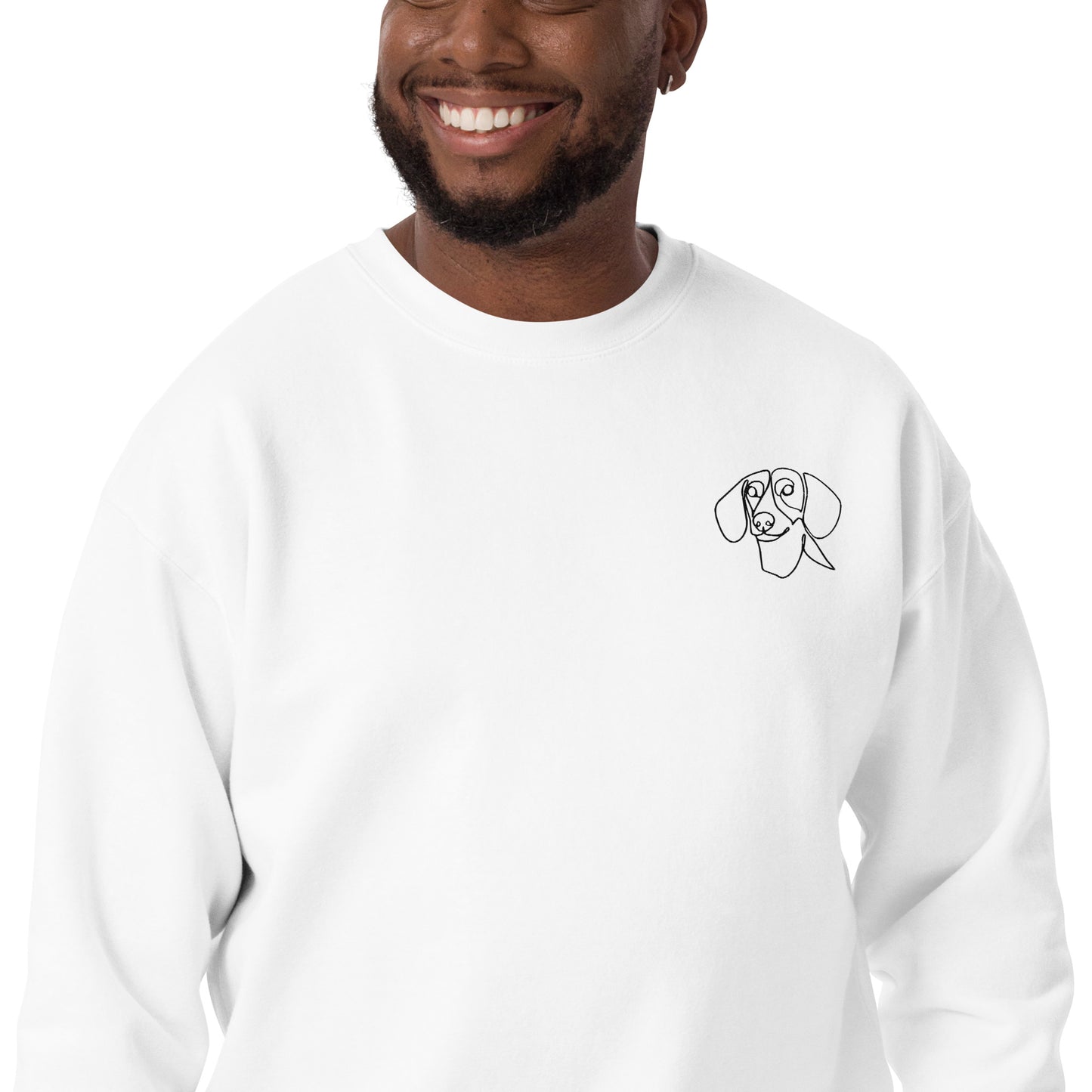 Dachshund Embroidered Unisex Sweatshirt White