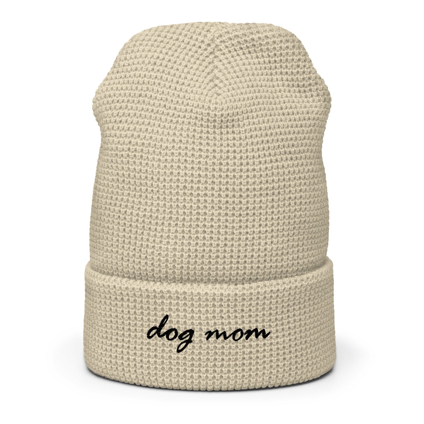 Dog Mom Waffle Beanie Tan