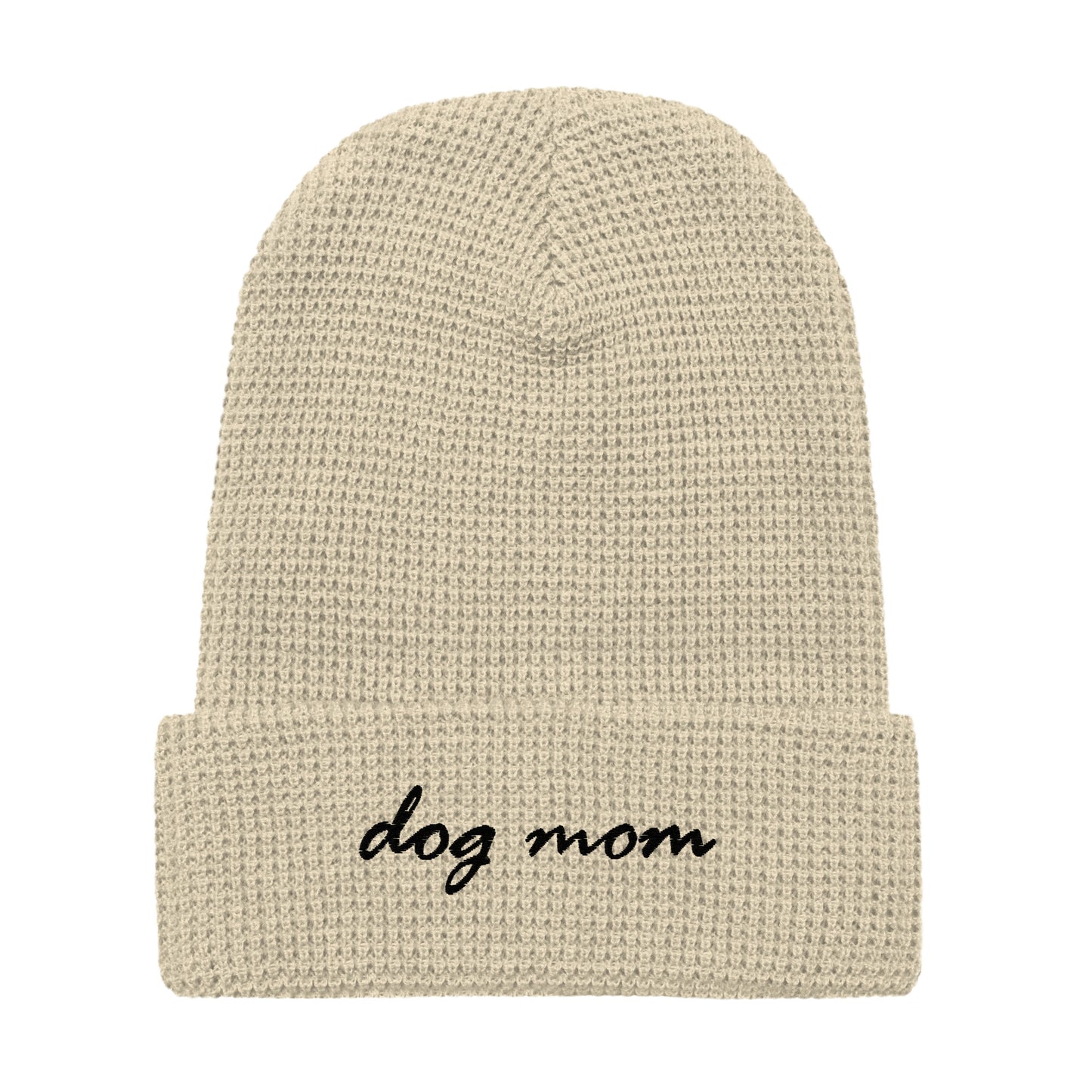 Dog Mom Waffle Beanie Tan